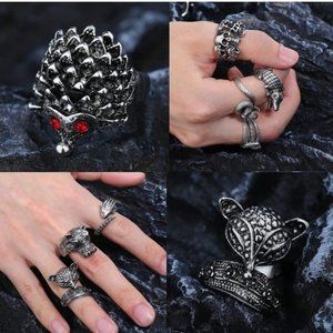 16Pcs Punk Rings Set